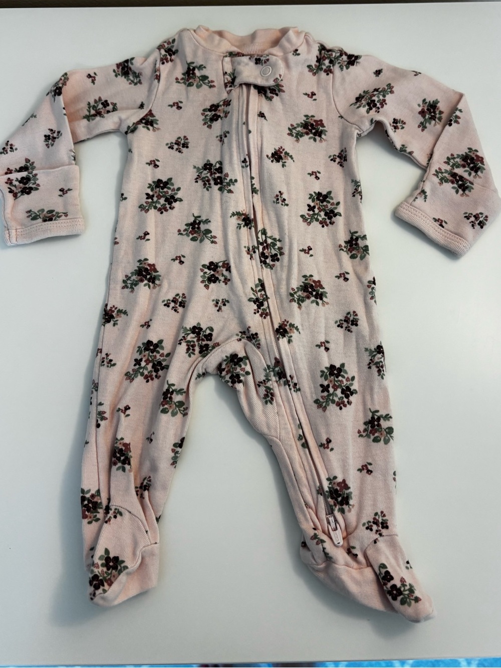 Little Planet Organic Pink Floral Zip Baby Pajamas - Newvorn